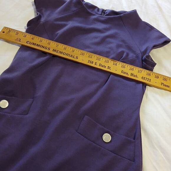 Jones of New York 4 plum fully lined sheath accent hip pockets buttons cap slv - Picture 10 of 12